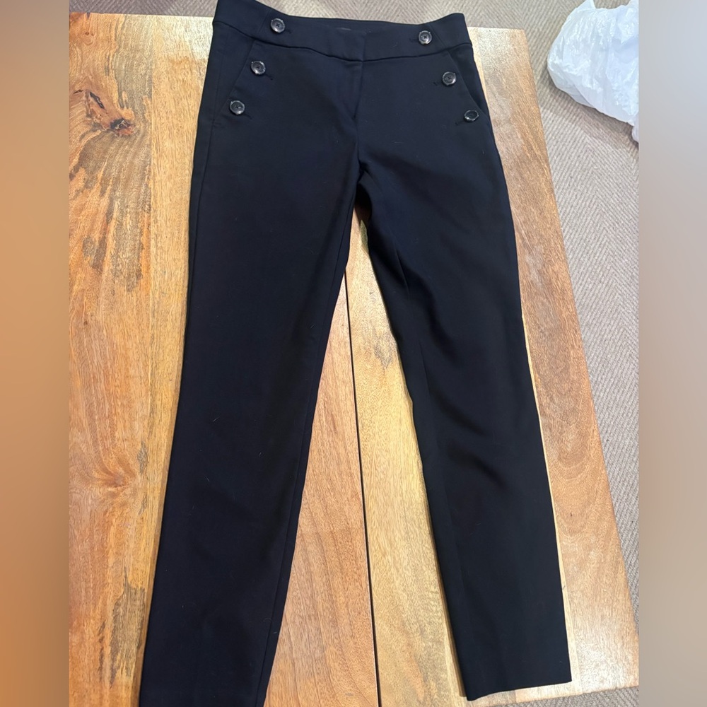 LOFT Skinny Jeans Black Ankle Pants with Button Detail